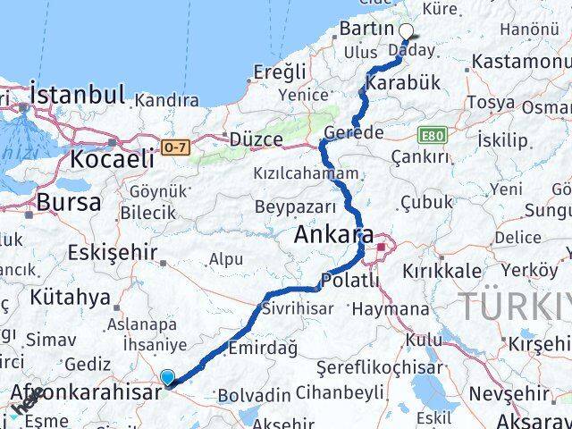 Afyonkarahisar Pınarbaşı Kastamonu Arası Kaç Km - Yol Haritası