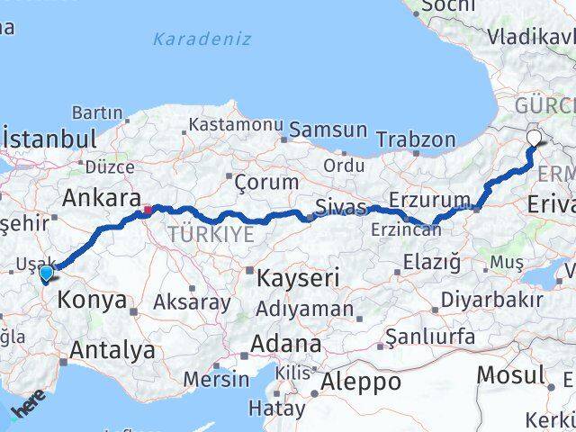 Afyonkarahisar Sandıklı Ardahan Arası Kaç Km - Yol Haritası