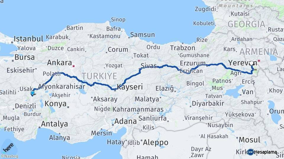 Afyonkarahisar Sandıklı Iğdır Arası Kaç Km - Yol Haritası