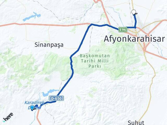 Karadirek Afyon Kocatepe Üniversitesi Arası Kaç Km - Yol Tarifi