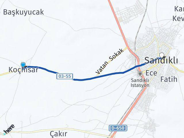 Koçhisar Sandıklı Arası Kaç Km - Yol Tarifi