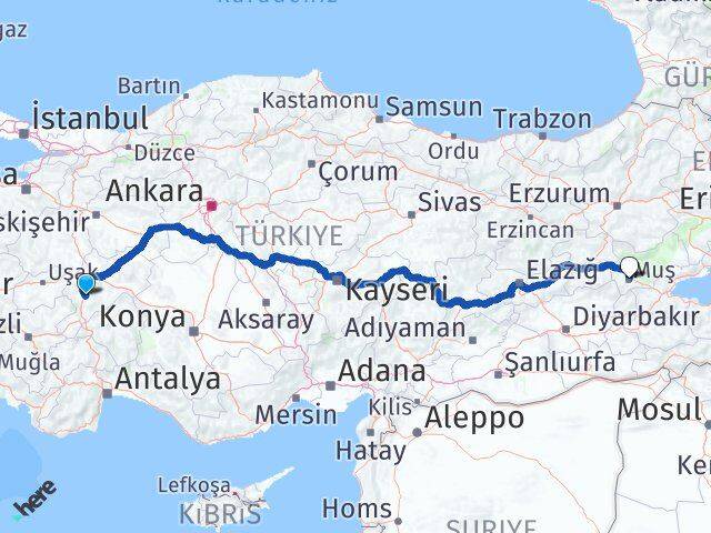 Afyonkarahisar Sandıklı Muş Arası Kaç Km - Yol Haritası