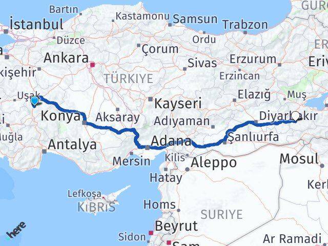 Afyonkarahisar Sandıklı Siirt Arası Kaç Km - Yol Haritası