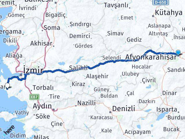 Afyonkarahisar Seferihisar İzmir Arası Kaç Km - Yol Haritası