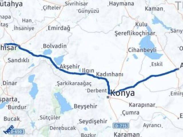 Afyonkarahisar Sinanpaşa Aksaray Arası Kaç Km - Yol Haritası