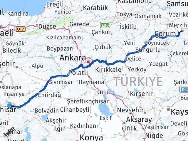 Afyonkarahisar Sinanpaşa Amasya Arası Kaç Km - Yol Haritası