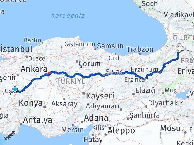 Afyonkarahisar Sinanpaşa Ardahan Arası Kaç Km - Yol Haritası