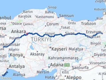 Afyonkarahisar Sinanpaşa Erzurum Arası Kaç Km - Yol Haritası