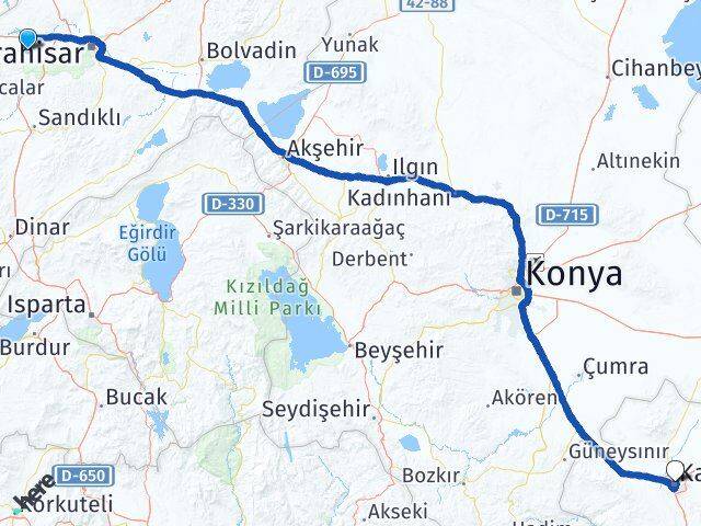 Afyonkarahisar Sinanpaşa Karaman Arası Kaç Km - Yol Haritası