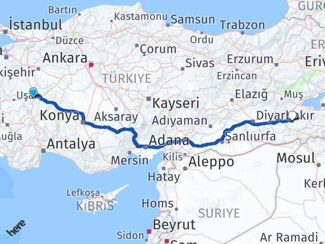 Afyonkarahisar Sinanpaşa Siirt Arası Kaç Km - Yol Haritası