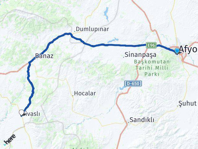 Afyonkarahisar Sivaslı Arası Kaç Km - Yol Tarifi