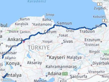 Afyonkarahisar Şuhut Artvin Arası Kaç Km - Yol Haritası