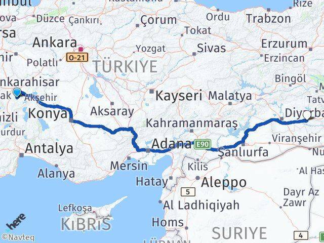 Afyonkarahisar Şuhut Batman Arası Kaç Km - Yol Haritası