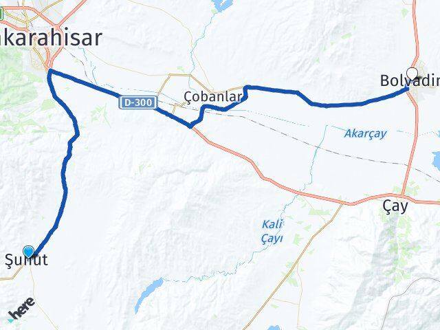 Afyonkarahisar Şuhut Bolvadin Arası Kaç Km - Yol Haritası
