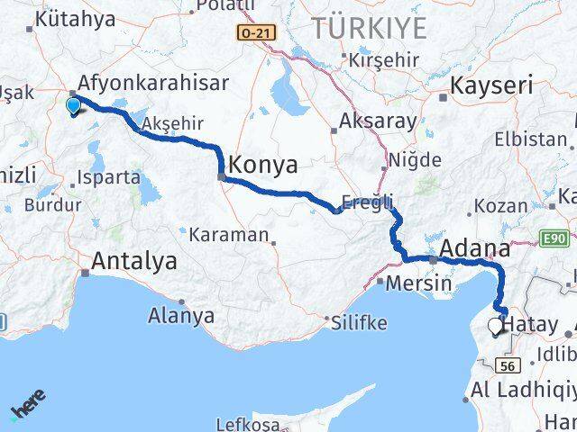Afyonkarahisar Şuhut Hatay Arası Kaç Km - Yol Haritası