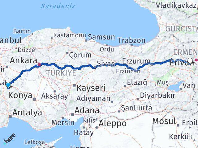 Afyonkarahisar Şuhut Iğdır Arası Kaç Km - Yol Haritası