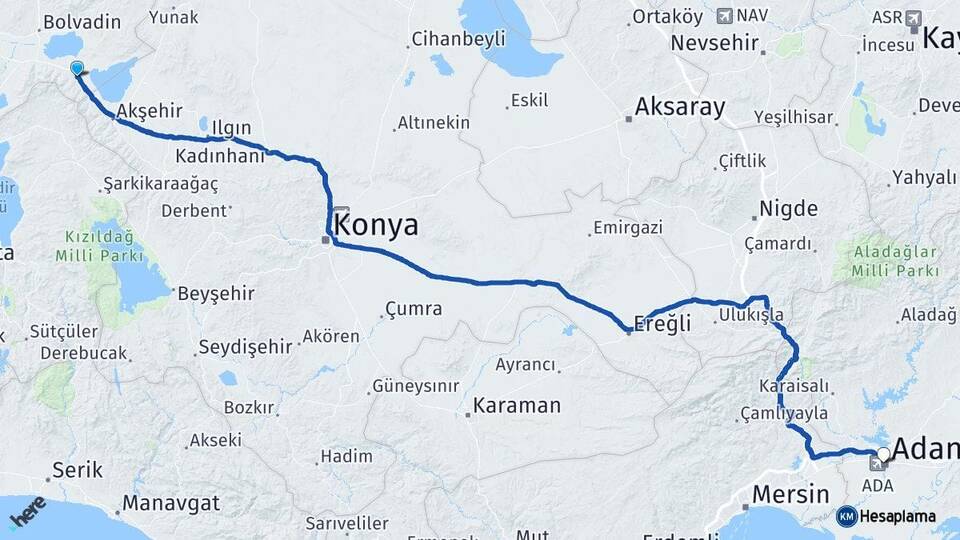 Afyonkarahisar Sultandağı Adana Arası Kaç Km - Yol Haritası