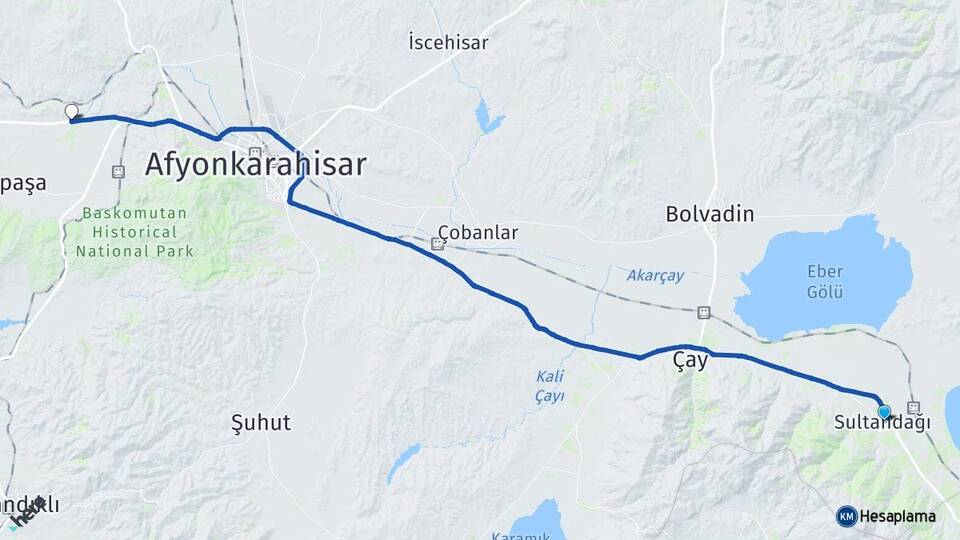 Afyonkarahisar Sultandağı Balmahmut Sinanpaşa Arası Kaç Km - Yol Haritası