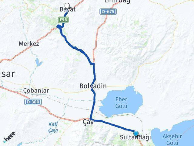 Afyonkarahisar Sultandağı Bayat Arası Kaç Km - Yol Haritası
