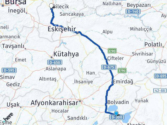 Afyonkarahisar Sultandağı Bilecik Arası Kaç Km - Yol Haritası