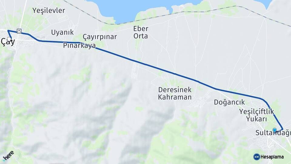 Afyonkarahisar Sultandağı Çay Arası Kaç Km - Yol Haritası