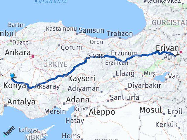 Afyonkarahisar Sultandağı Iğdır Arası Kaç Km - Yol Haritası