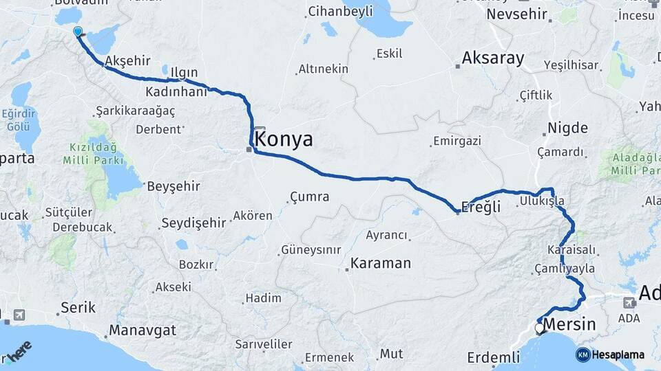 Afyonkarahisar Sultandağı Mersin Arası Kaç Km - Yol Haritası