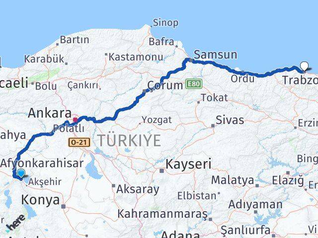Afyonkarahisar Sultandağı Trabzon Arası Kaç Km - Yol Haritası