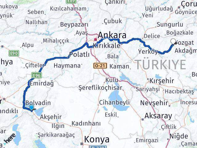 Afyonkarahisar Sultandağı Yozgat Arası Kaç Km - Yol Haritası