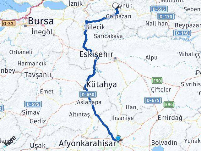 Afyonkarahisar Taraklı Sakarya Arası Kaç Km - Yol Haritası