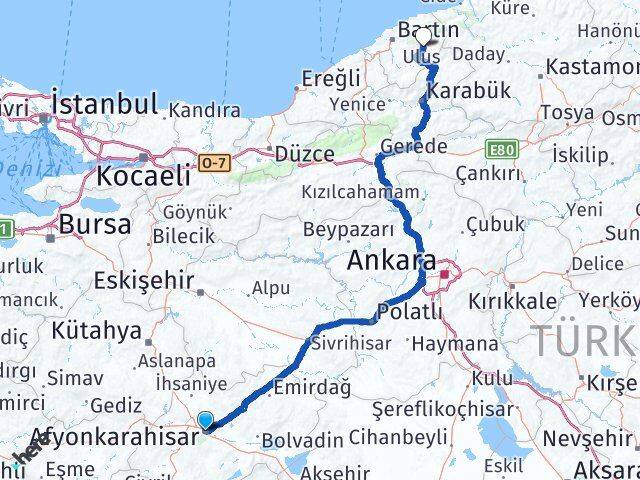 Afyonkarahisar Ulus Bartın Arası Kaç Km - Yol Haritası