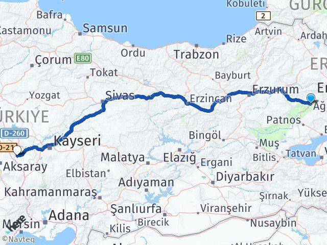 Ağrı Acıgöl Nevşehir Arası Kaç Km - Yol Haritası