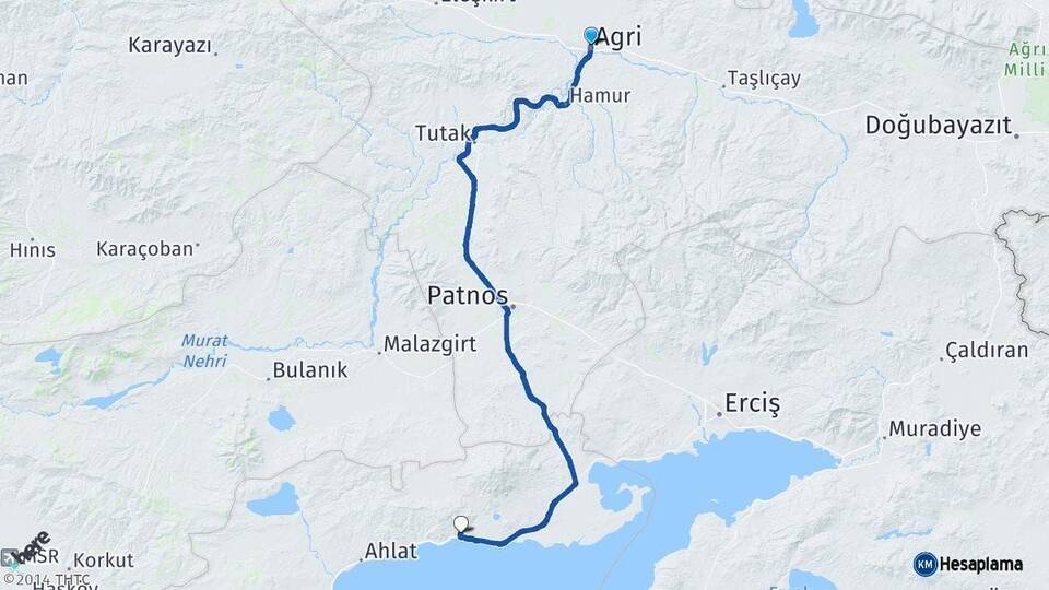 Ağrı Adilcevaz Bitlis Arası Kaç Km - Yol Haritası