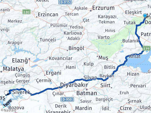 Ağrı Adıyaman Havalimanı Arası Kaç Km - Yol Haritası
