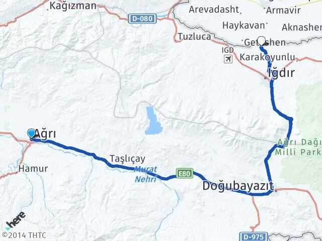 Ağrı Ağaver Iğdır Arası Kaç Km - Yol Haritası