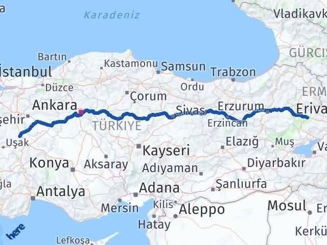Ağrı Altıntaş Kütahya Arası Kaç Km - Yol Haritası