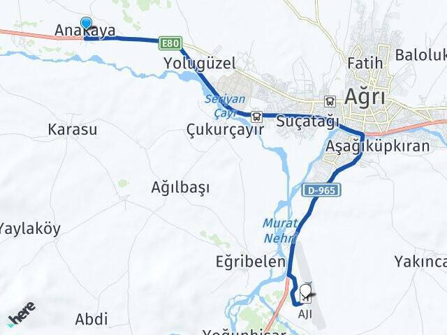 Anakaya Ağrı Havalimanı Arası Kaç Km - Yol Tarifi