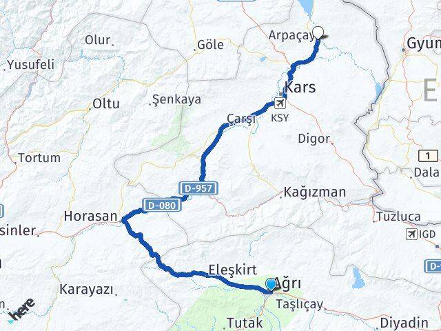 Ağrı Arpaçay Kars Arası Kaç Km - Yol Haritası
