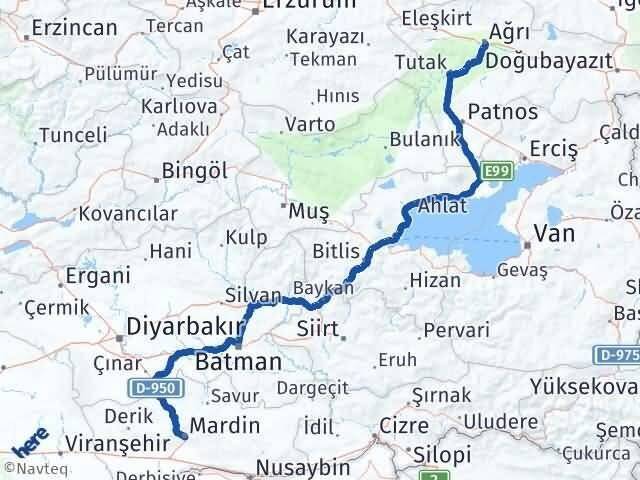 Ağrı Artuklu Arası Kaç Km - Yol Tarifi