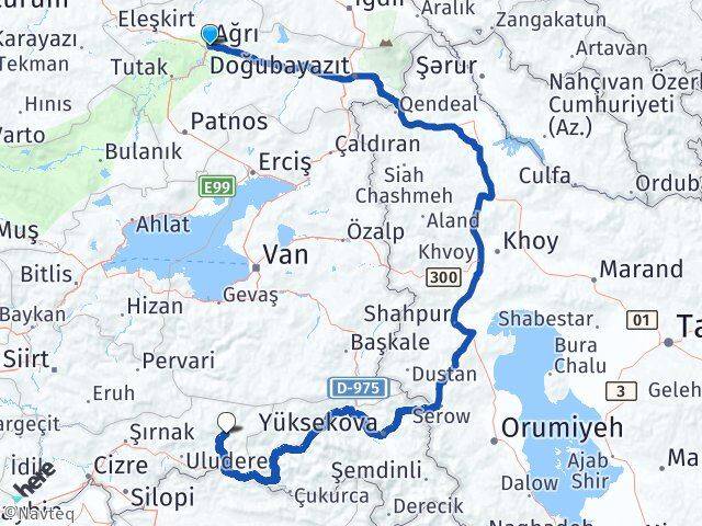 Ağrı Beytüşşebap Şırnak Arası Kaç Km - Yol Haritası