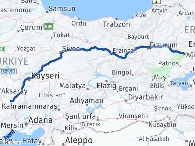 Ağrı Bor Niğde Arası Kaç Km - Yol Haritası