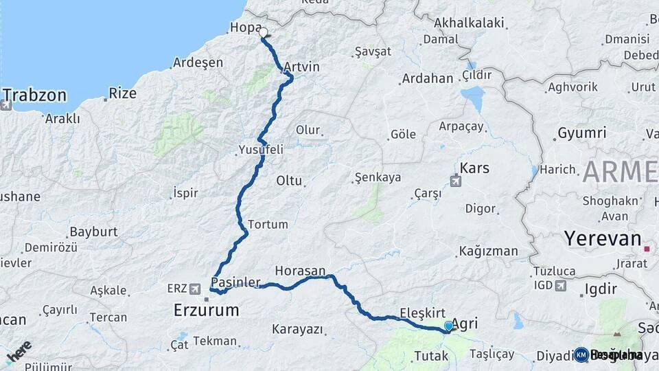 Ağrı Borçka Arası Kaç Km - Yol Tarifi