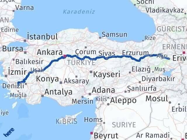 Ağrı Bozdoğan Aydın Arası Kaç Km - Yol Haritası