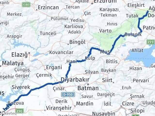 Ağrı Bozova Şanlıurfa Arası Kaç Km - Yol Haritası