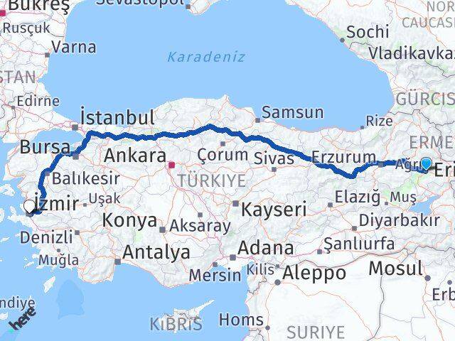Ağrı Buca İzmir Arası Kaç Km - Yol Haritası