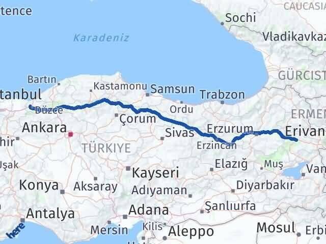 Ağrı Çilimli Düzce Arası Kaç Km - Yol Haritası
