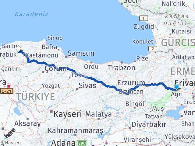 Ağrı Daday Kastamonu Arası Kaç Km - Yol Haritası