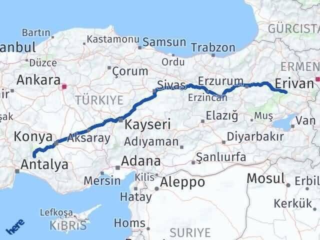 Ağrı Derebucak Konya Arası Kaç Km - Yol Haritası