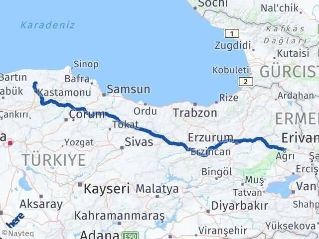 Ağrı Devrekani Kastamonu Arası Kaç Km - Yol Haritası