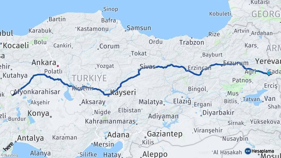 Ağrı Diyadin Afyonkarahisar Arası Kaç Km - Yol Haritası